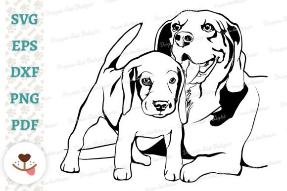 Beagle Dog Mom and Puppy Graphics for Crafts