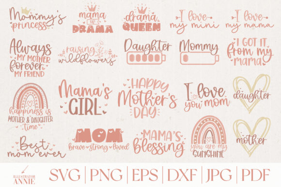 Mom and Daughter Quote Bundle: Graphics for Crafts