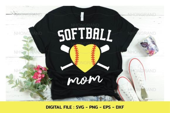 Softball Mom Heart SVG: Graphics for Crafts