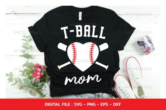 T-ball Mom Sport Heart Baseball Graphics for Crafts